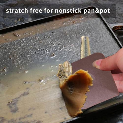 3pcs Cast Iron Skillet Cleaner Pan Pot Scrubber, Kitchen Plastic Scrapper Non-Scratch (Brown)