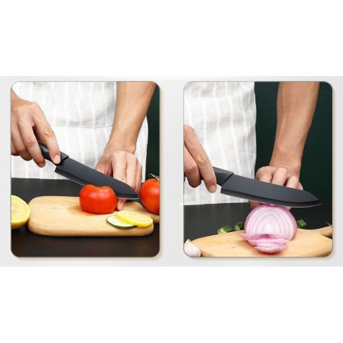 3-Piece Kitchen Knife Set - 1 Black Stainless Steel Knives with Sheaths, Cutting Board, and a Melon scraper- Stainless Steel Kitchen Knives with PP Ergonomic Handle (Black)
