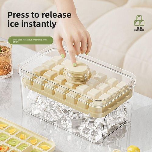 Ice Cube Trays with Lids, Scoop &amp; Ice Bucket 28/84 Pcs Portable Silicone Ice Cube Mold with Easy Pop Out Reusable Freezer Ice Box for Fridge (White, 3 Layer(84 pcs))
