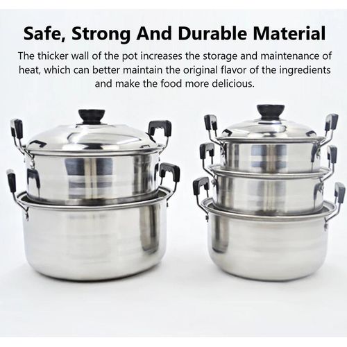 12 PCS Stainless Steel Cookware Set Cooking Pots With Lid And Steamer