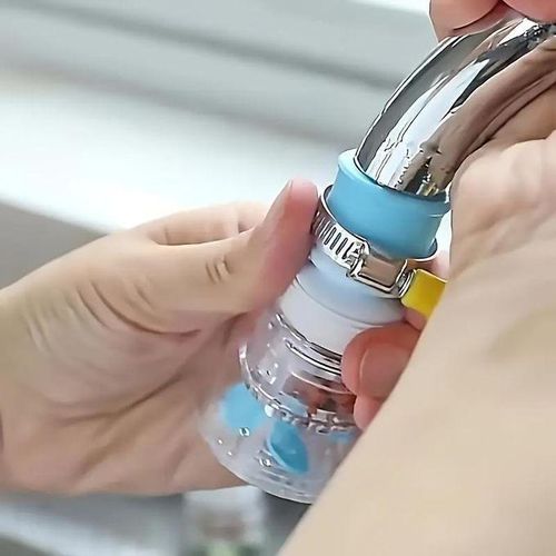 Rotary Retractable 1 Piece Anti-Splash Faucet Mount Filter With Universal Connector Thread, Water