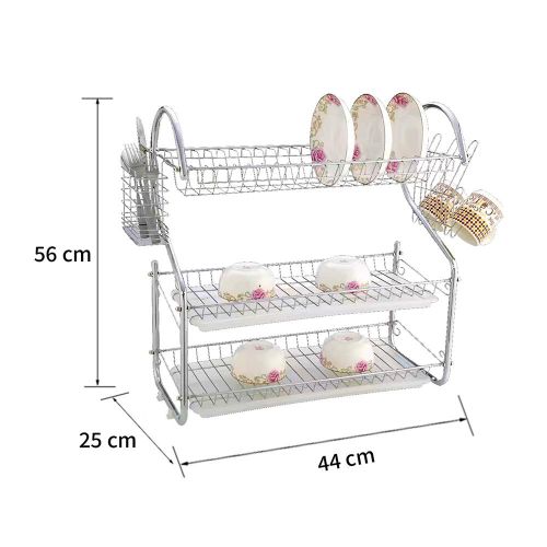 Homemate 20 Inch 3 - Layer Dish Drain Rack Stainless Steel Utensil &amp; Kitchen Tools Storage Organizer Drying Rack for Sink Counter Space Saving &amp; Rust-Resistant