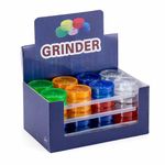 Lightweight, transparent plastic herb grinder with sharp teeth for tobacco, herbs, and spices