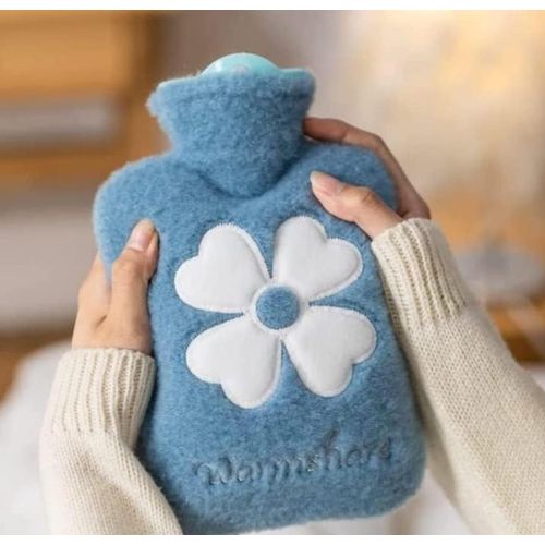 1L Hot Water Bottle With Cover (Blue)