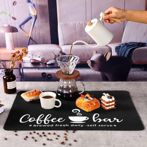 Flushrenic Coaster,Coffee mat,Coffee mat for countertop,Coffee placemats,Hide Stain Rubber Backed Absorbent Dish Drying Mat