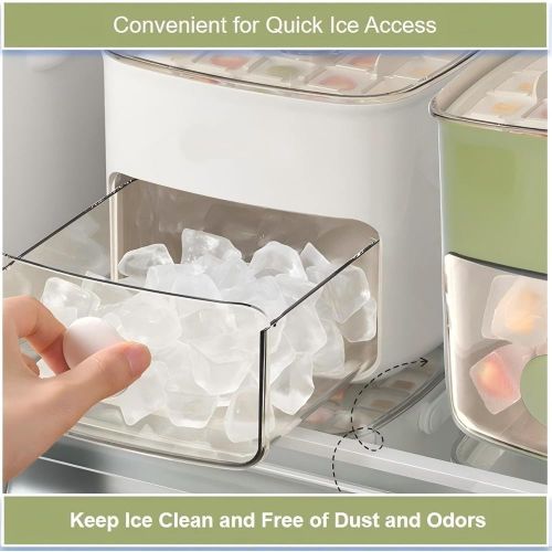 addigoes Premium Ice Cube Tray - Freezer Ice Tray Ice Mold Ice Maker for Drinks Whiskey Beer Cocktail Coffee, Transparent Sealed Lid Design for Keep Ice Clean, With Tweezers and 2 Ice Trays Storage
