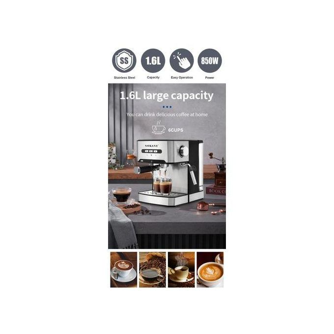 Sokany Programmable Espresso Coffee Machine,Brushed Stainless Steel