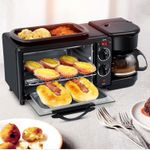110V 220V Multifunction 3 In 1 Breakfast Machine Toaster Oven Pan Frying Coffee - Black