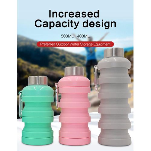 Reusable BPA free outdoor foldable silicone collapsible travel water bottle