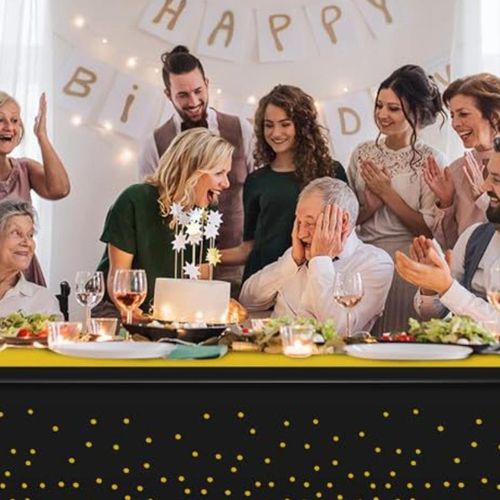 SXCHEN Black And Gold Waterproof Disposable Party Tablecloth