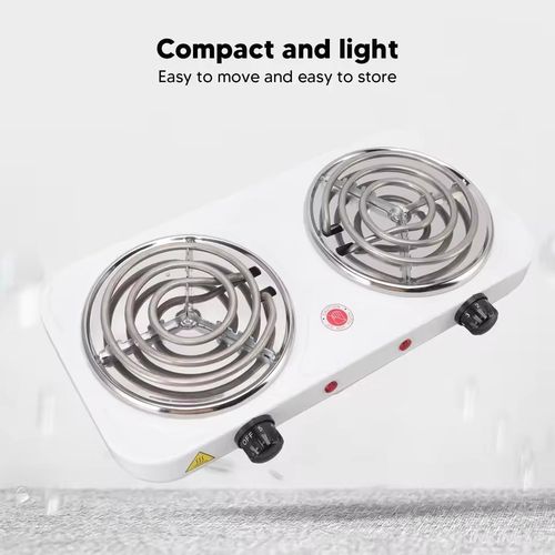 1500W Double Hot-plate Electric Frying Pan - Multifunctional Kitchen Utensil - White