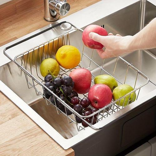 1pc, Retractable Stainless Steel Sink Strainer Drain, Telescopic Drain Basket