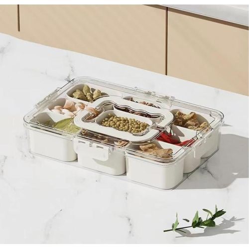 Sealed snack container with 9 compartments for kitchen refrigerator storage