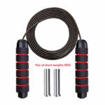 Adjustable Speed Anti-slip handles Jump Rope with Steel Wire Core – Black &amp; Red