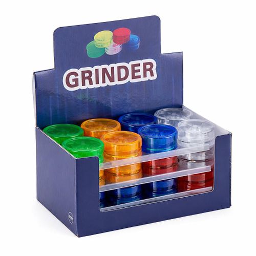 Lightweight, transparent plastic herb grinder with sharp teeth for tobacco, herbs, and spices