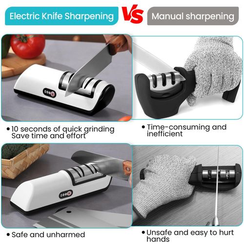 Electric Knife Sharpener for Home Kitchen, Automatic Rechargeable Knife Grinder