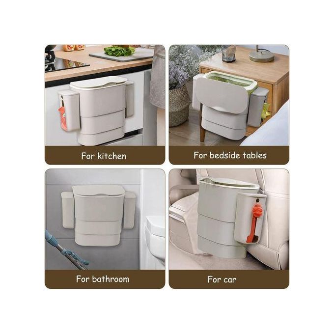 Foldable Kitchen Hanging Dustbin With 2 Trash Bags Storage Cans