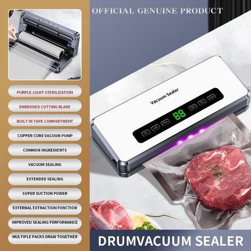 YUUIKLLE Vacuum Sealer Machine Built-in Bag Roll Storage and Cutter,Fast-Compact Food Sealer,Multi-Functional Food Vacuum Saver&amp;Wide Seal,With1 Bag Roll&amp;20pcs Pre-cut Bags