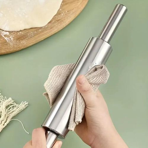 Thickened stainless steel rolling pin - easy to clean and rust-proof (38.3*5*5cm)