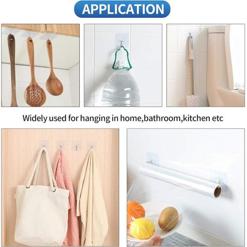 DYXDYC 12 Pack Wall Hooks for Hanging 33lb(Max) Heavy Duty Self Adhesive Hooks Transparent Waterproof Sticky Hooks for Keys Bathroom Shower Outdoor Kitchen Door Home Improvement Utility Hooks