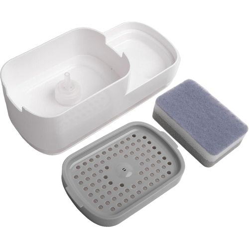 Effortless For Kitchen Cleanup 2 in 1 Soap Dispenser and Sponge Holder for Easy Access (White)