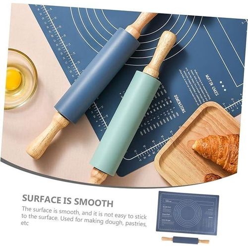 3-piece food grade silicone rolling pin set - blue