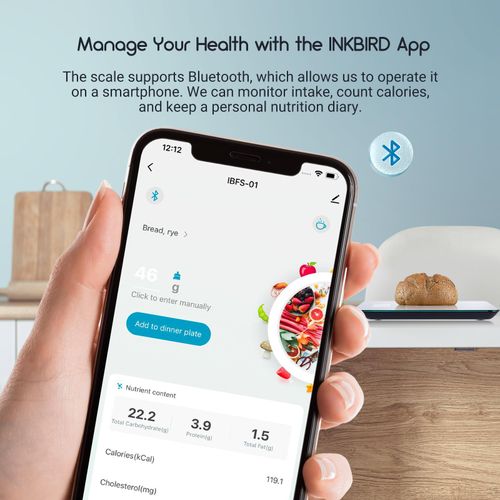 Inkbird Bluetooth Digital Kitchen Scale Smart Food Scale for Fitness Cooking