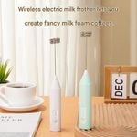 Whisk Milk Frother, Rechargeable Handheld Electric Whisk Coffee Frother Mixer with 2 Stainless Whisks, Milk Foam Maker-white，Milk frother