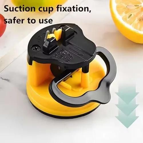 2Pcs-Hands-Free Knife Sharpener with Suction Cup - Portable Tungsten Carbide Quick Sharpening Tool, Sleek Metallic Finish, Sturdy Construction