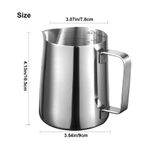 Milk Frothing Pitcher 20oz – Stainless Steel Milk Jug with Scale, 600ml Steaming Pitcher for Espresso, Cappuccino, Latte Art, Barista Training &amp; Home Coffee Makers (Stainless Steel Finish, 600ml)
