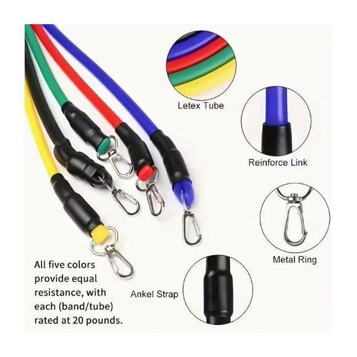 11 Pcs Latex Resistance Exercise Bands Crossfit Fitness