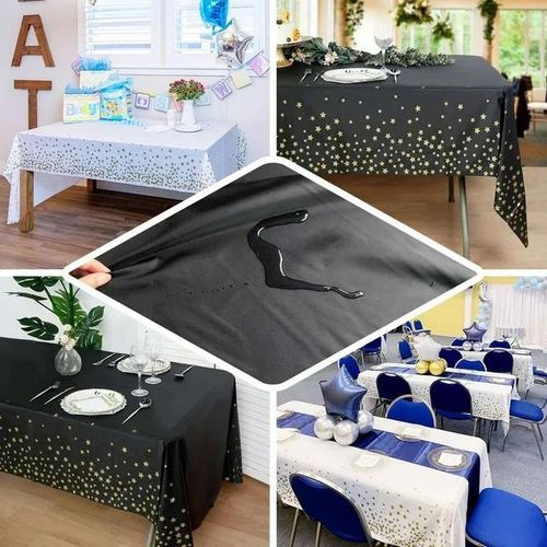 SXCHEN Black Star Party Disposable Plastic Tablecloth