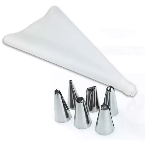 6 Nozzles + Reusable Icing Cake Pastry Piping Bag