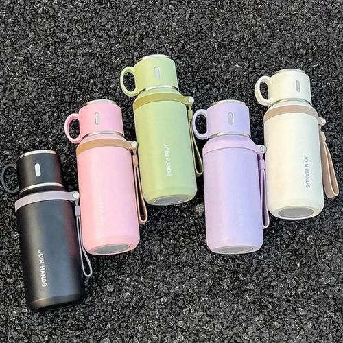 600ml Portable Outdoor Camping Travel Vacuum Insulated Mug, 316 Stainless Steel Insulated Mug, with Filter Lid - White