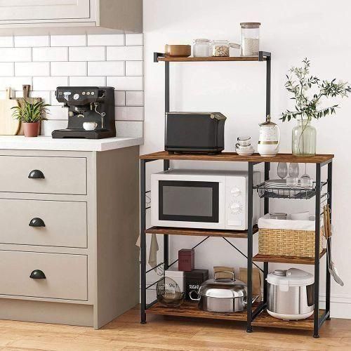 LASA Kitchen Storage Shelf with Coffee Station and Microwave Oven Stand – Multi-Level Baker Rack