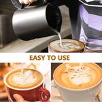 TodyJeyHo Milk Frothing Pitcher Stainless Steel Espresso Steaming Pitchers, Coffee Milk Frother Jug Cup for Espresso Machines Cappuccino Latte Art (Matte Black, 12 OZ / 350ML)