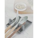 1pc Creative Spatula Gray Abs Plastic Anti-Slip Spoon Chopsticks Cutlery Rack, Lid Holder,