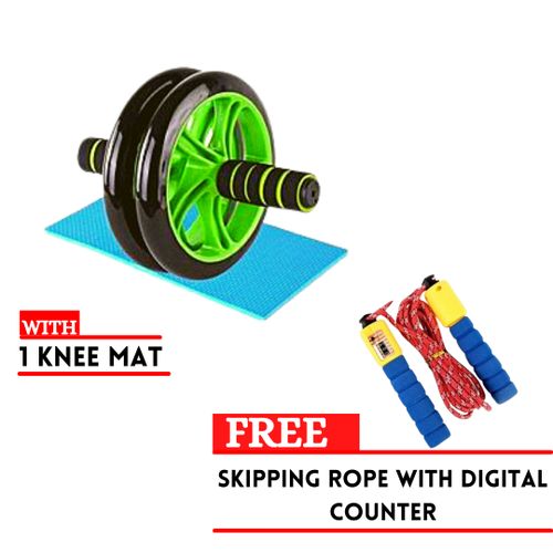 AB Wheel Abs Workout Roller + Free Skipping Rope And Mat