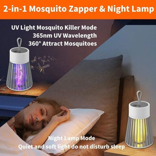 2-in-1 Rechargeable Mosquito Killer Lamp &amp; Night Light – UV Zapper, 360° Trap, USB Charging