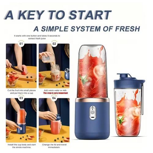 Portable USB Personal Mini Juicer Cup Handheld Travel Blender Single Double Cups for Water Bottles