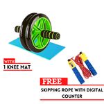 AB Wheel Abs Workout Roller + Free Skipping Rope And Mat
