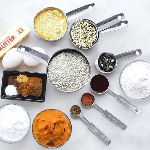 12pcs Measuring Cups and Spoons Set, Stainless Steel Measuring Tools with Clip Spoon, Accurate Kitchen Measuring Set for Baking and Cooking