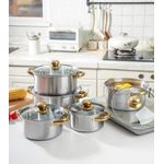 10pcs Stainless Steel Pots and Pans Sets for Kitchen