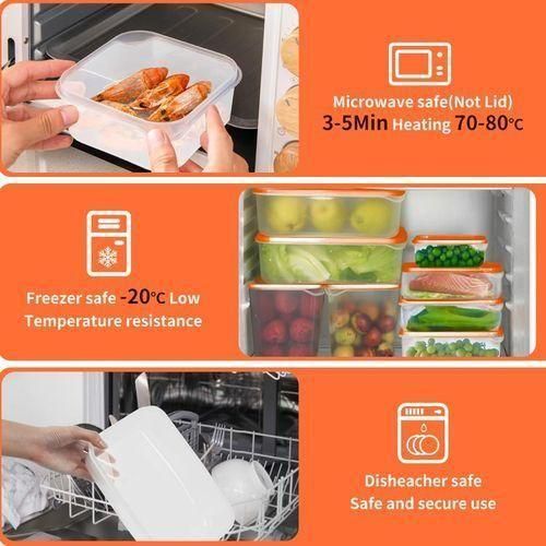 17-Piece BPA-Free Microwaveable and Freezer-Safe Storage Container Set with Lids (Orange)
