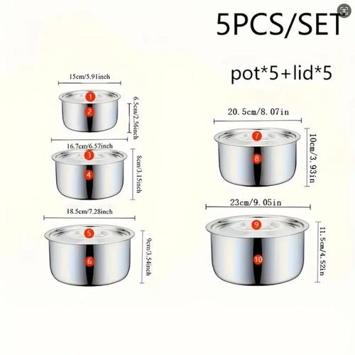 5 Pcs  stainless steel cooking pot set-Stainless Steel Baking Bowl, Mixing Bowl Set- High Quality Non Stick Stainless Steel Cookware set