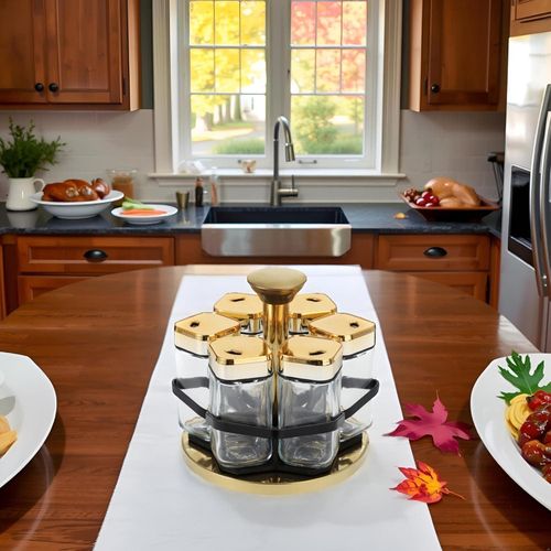 360-degree rotating spice rack with 6 spice jars