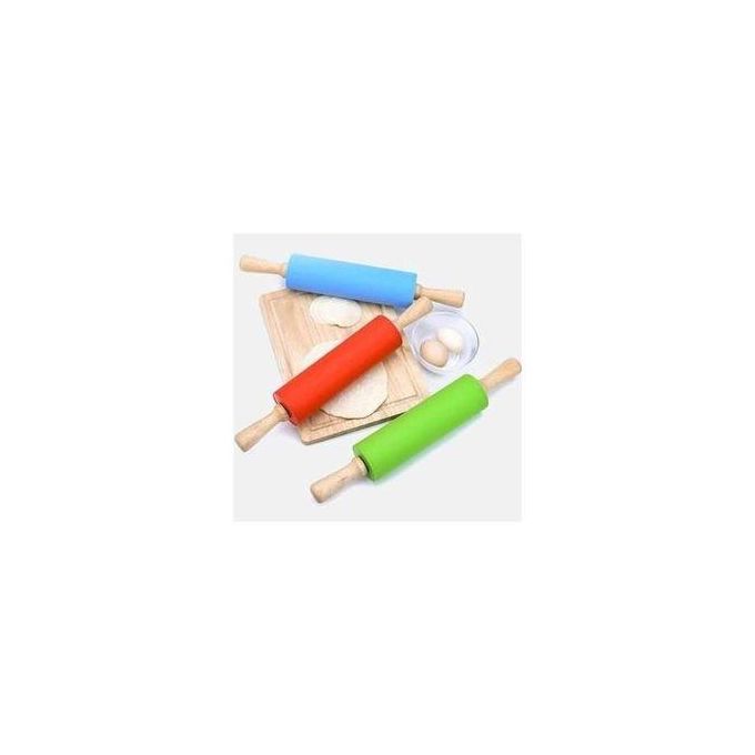 Silicon Non-Stick Rolling Pin With Wooden Handle-30cm