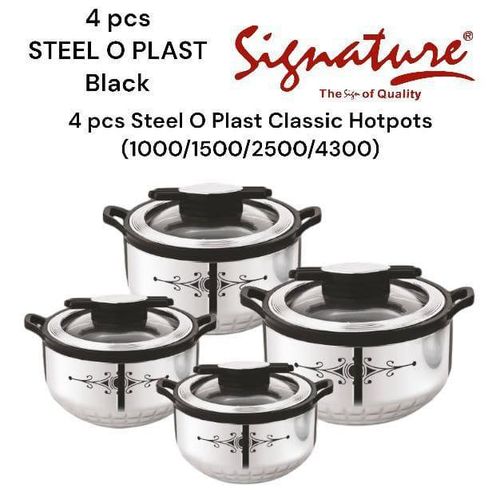 Signature 4 Pcs Steel O Plast Hotpots -(1000/1500/2500/4300)
