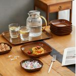 A set of 10 - wood grain trays, fruit plates, dinner plates-Walnut wood color