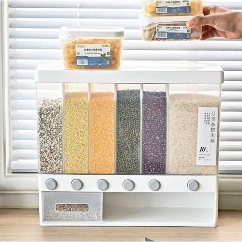 Cereal Dispenser Rice - Food Storage Keeper - White/Clear